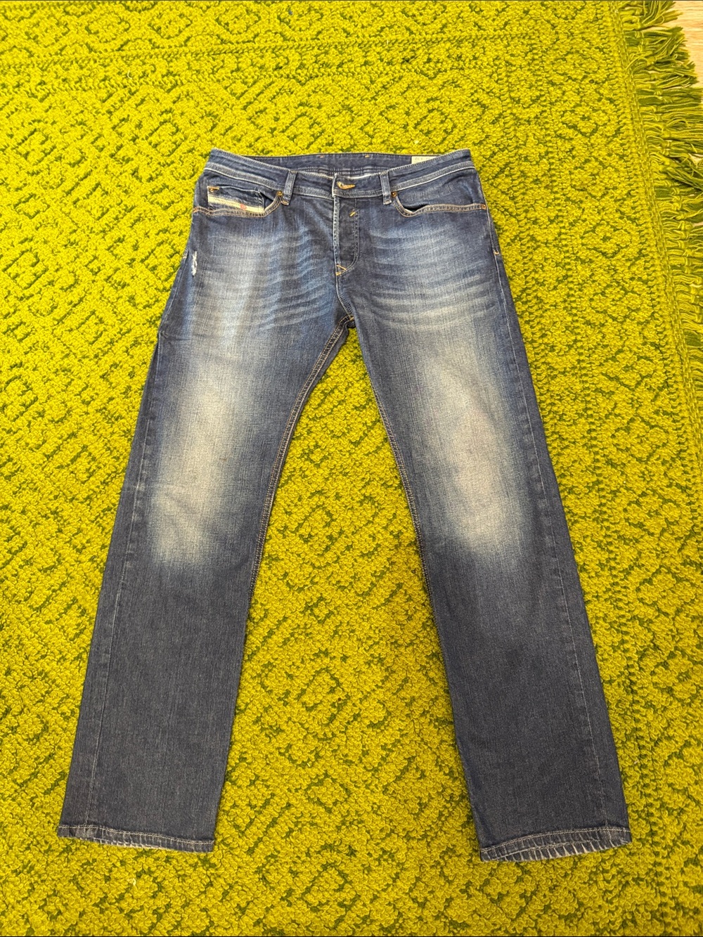 Diesel Men's Faded Blue Straight Jeans